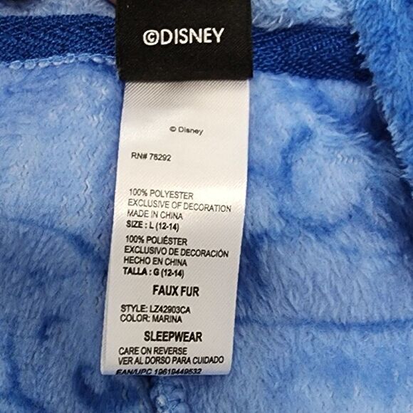 Disney Women's Size L (12/14) Stitch Character Hooded Fleece Body Suit Sleepwear - Picture 7 of 8